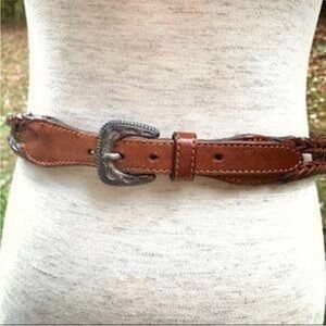 Fossil Woven Leather & Silver Plated Hardware XS - S